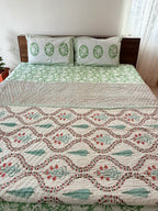 Cypress Floral Handblock Mul Cotton Quilt Double image 1