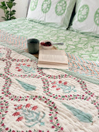 Cypress Floral Handblock Mul Cotton Quilt Double image 3