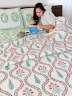Cypress Floral Handblock Mul Cotton Quilt Double image 4