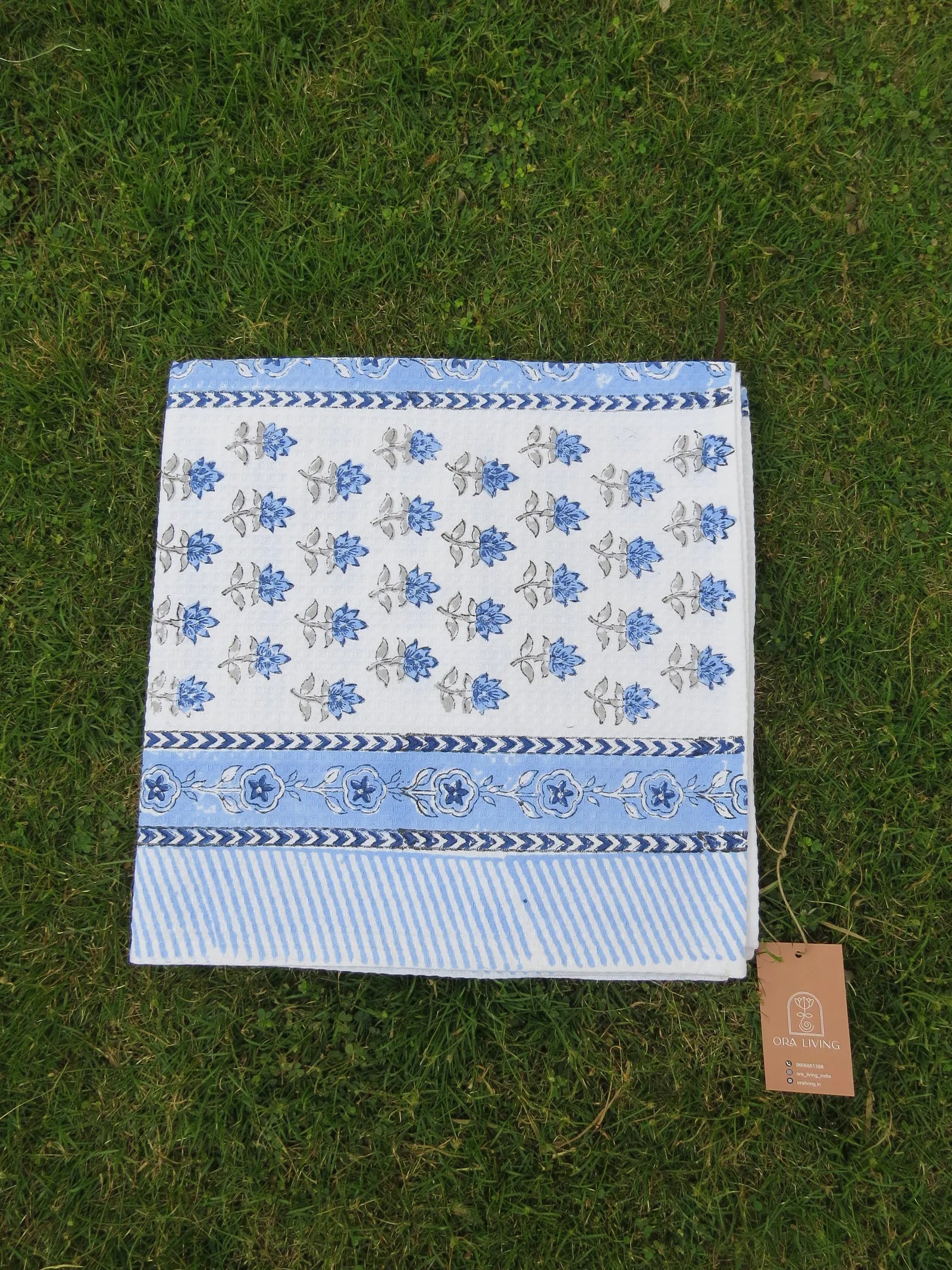 Cypress Floral Handblock Waffle Cotton Bath Towel image 2