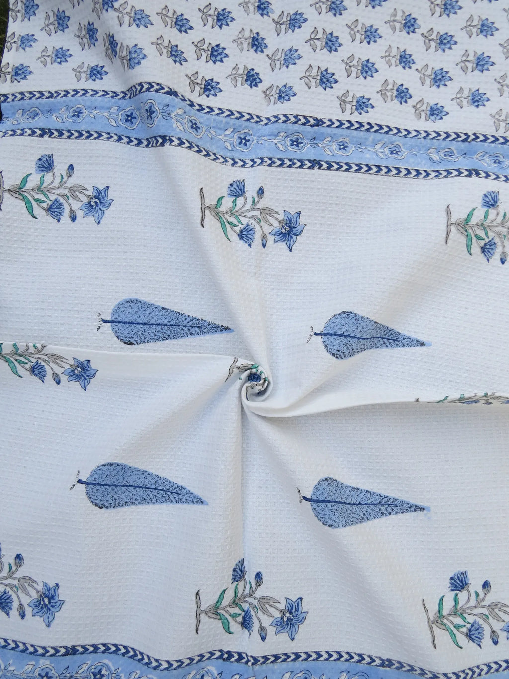 Cypress Floral Handblock Waffle Cotton Bath Towel image 4