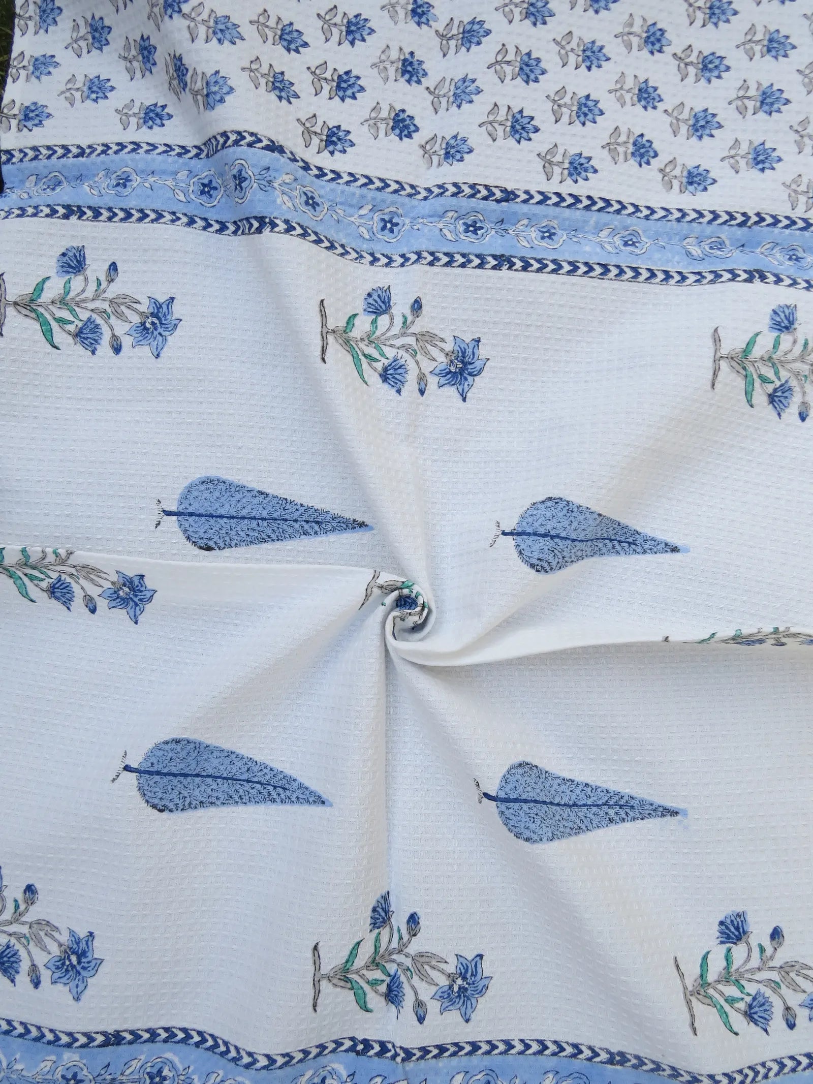 Cypress Floral Handblock Waffle Cotton Bath Towel image 4