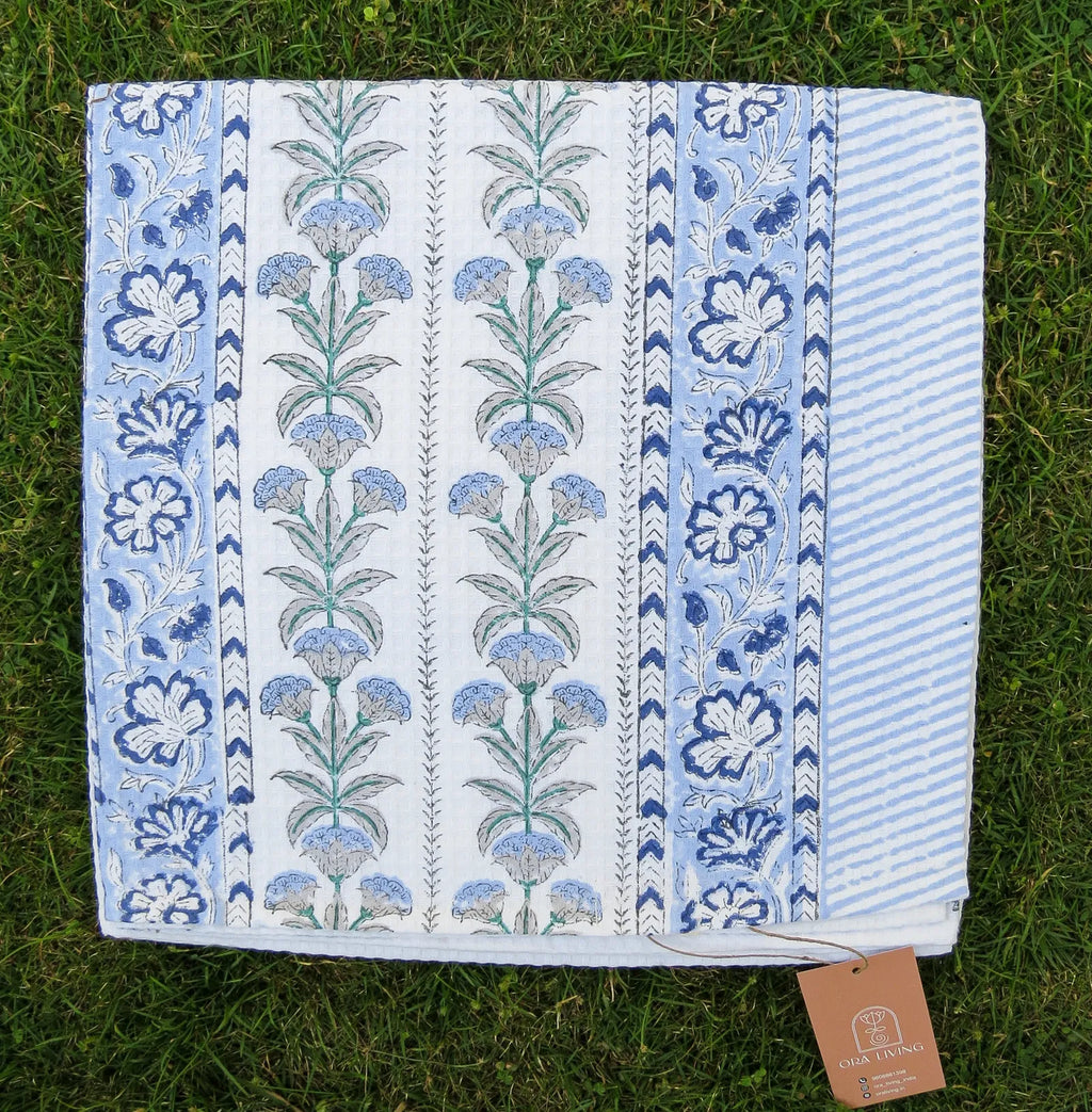 Cypress Flower Leaf Handblock Waffle Cotton Bath Towel image 3