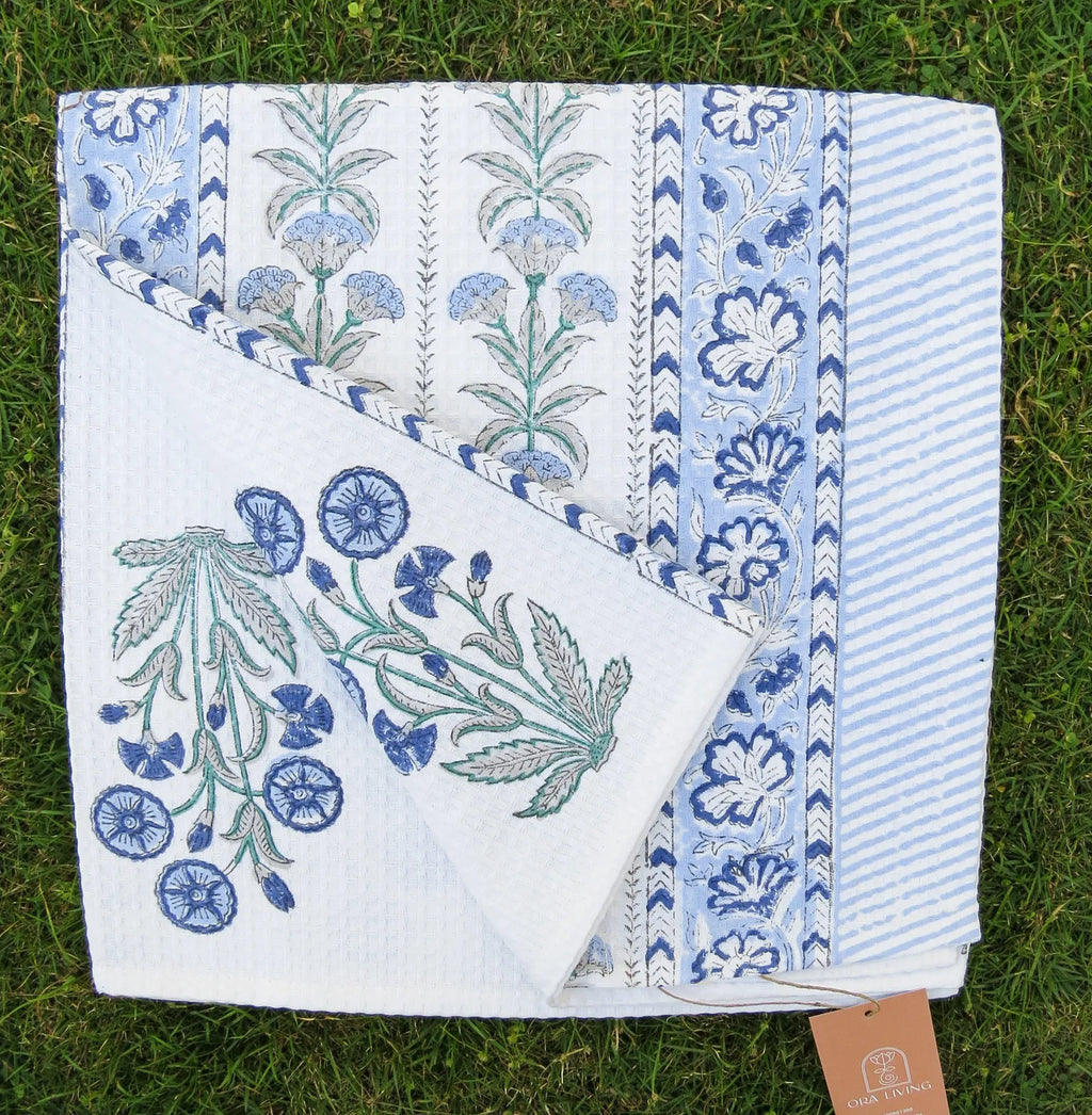 Cypress Flower Leaf Handblock Waffle Cotton Bath Towel image 4