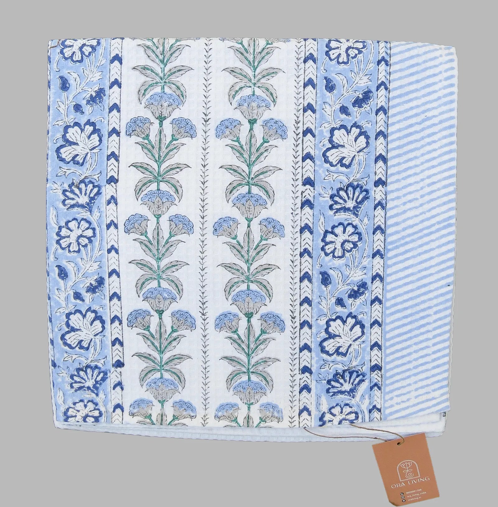 Cypress Flower Leaf Handblock Waffle Cotton Bath Towel image 5