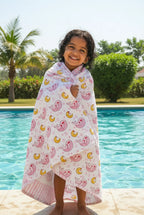 Dolphin Handblock Waffle Cotton Kids Bath Towel image 1