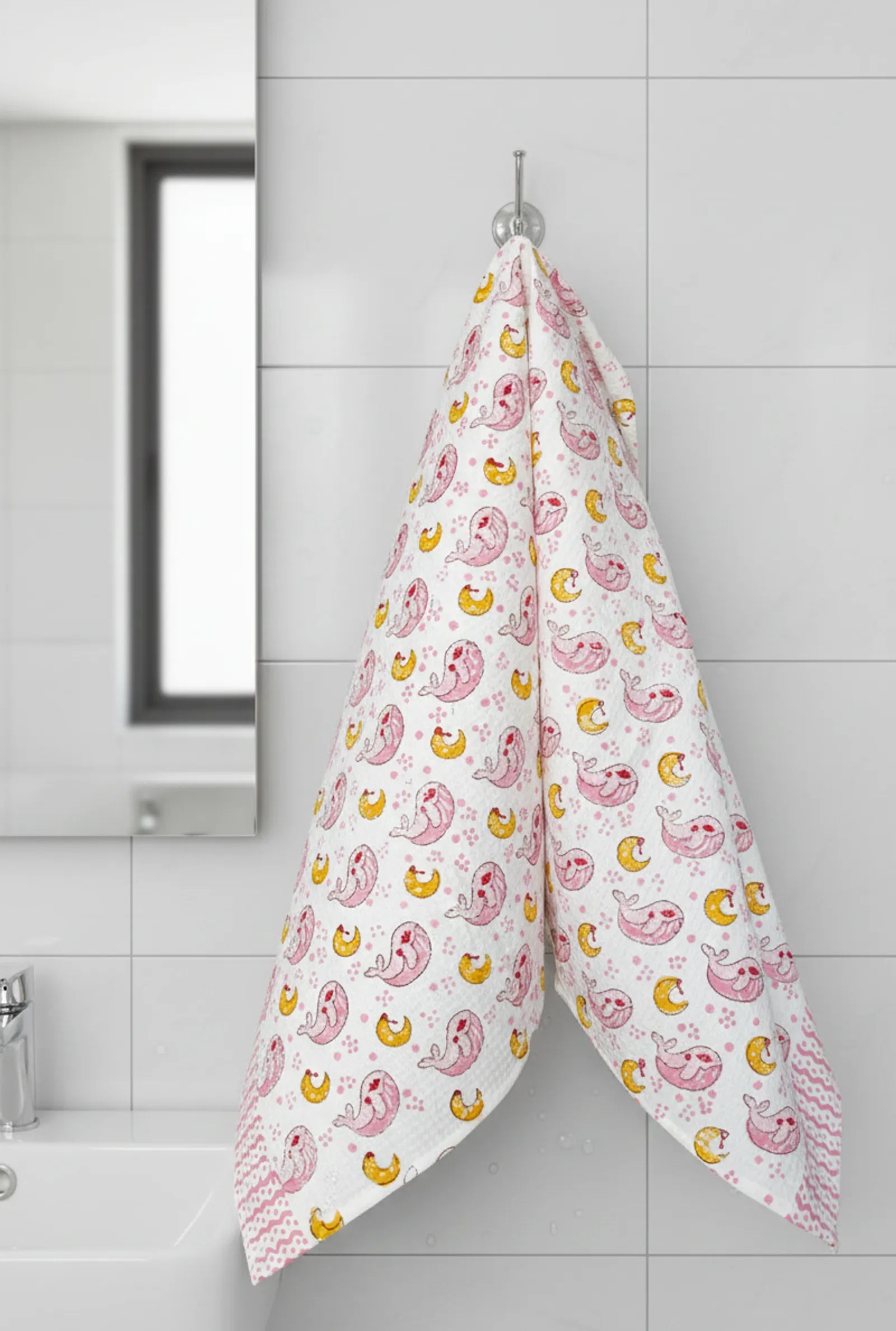Dolphin Handblock Waffle Cotton Kids Bath Towel image 4