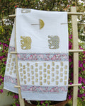 Elephant Umbrella Handblock Waffle Cotton Bath Towel image 1