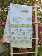 Flower Leaf Bel Handblock Waffle Cotton Bath Towel image 1
