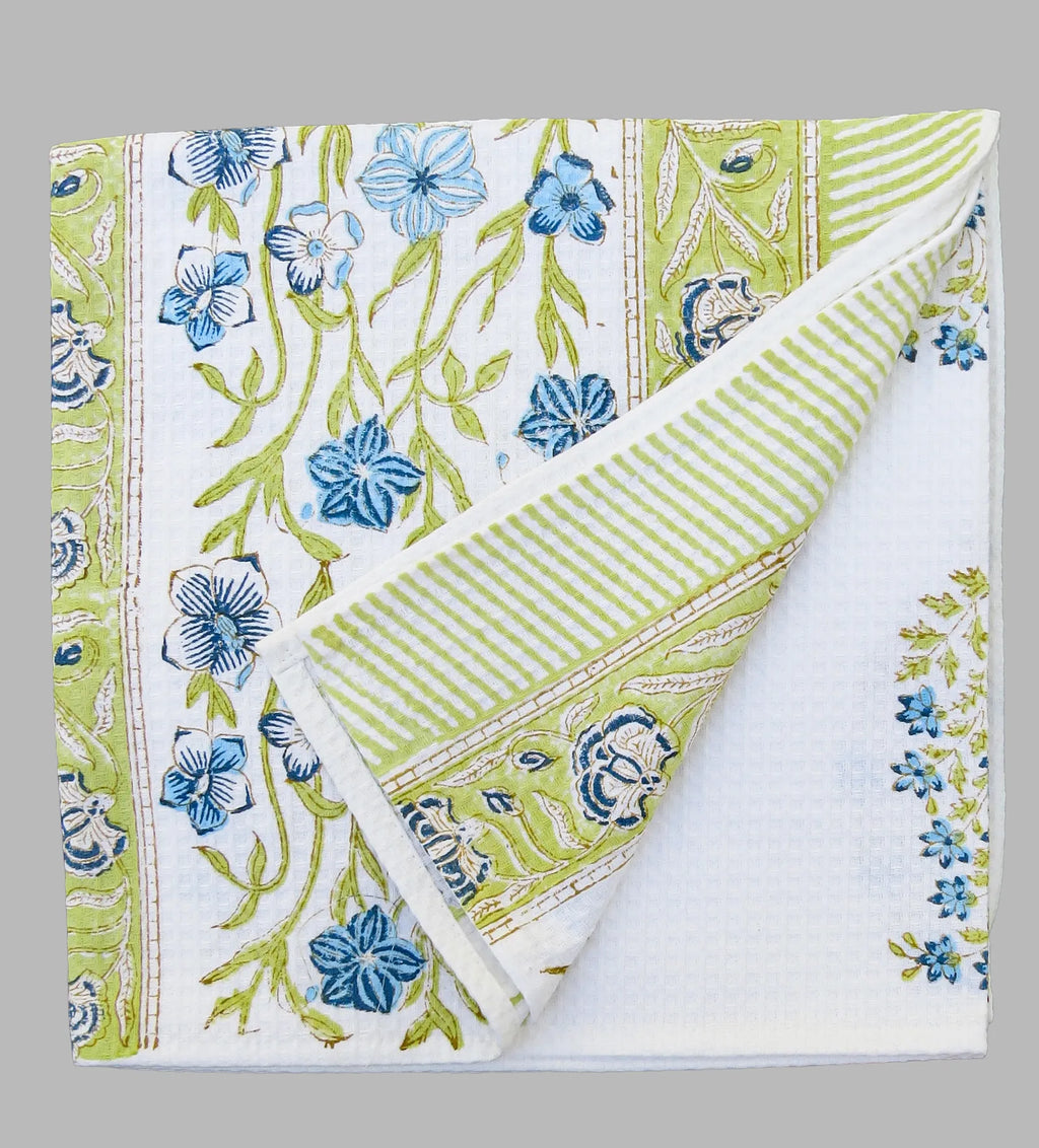 Flower Leaf Bel Handblock Waffle Cotton Bath Towel image 6