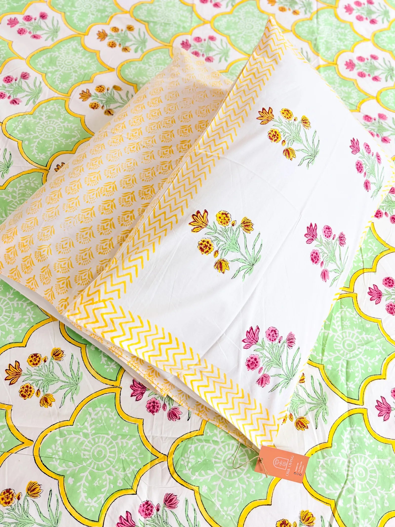 GARDENIA Handblock Premium Cotton Bedsheet Set image 2