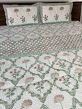 Green Floral Jal Pure Mulmul Quilted Bedcover image 1