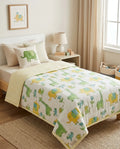 Green Jungle Handblock Mul Cotton Kids Quilt image 1