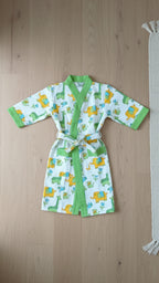 Green Jungle Waffle Cotton Kids Bathrobe image 3