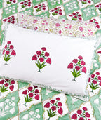 Green & Maroon Phool Jal Handblock Premium Cotton Bedsheet Set image 5