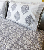 Grey Floral Handblock Premium Cotton Bedsheet Set image 4