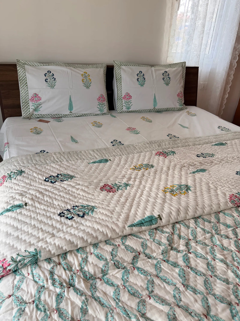 Gulzaar Handblock Mul Cotton Quilt Single image 1