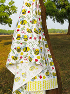 Honey Bees Handblock Waffle Cotton Kids Bath Towel image 3