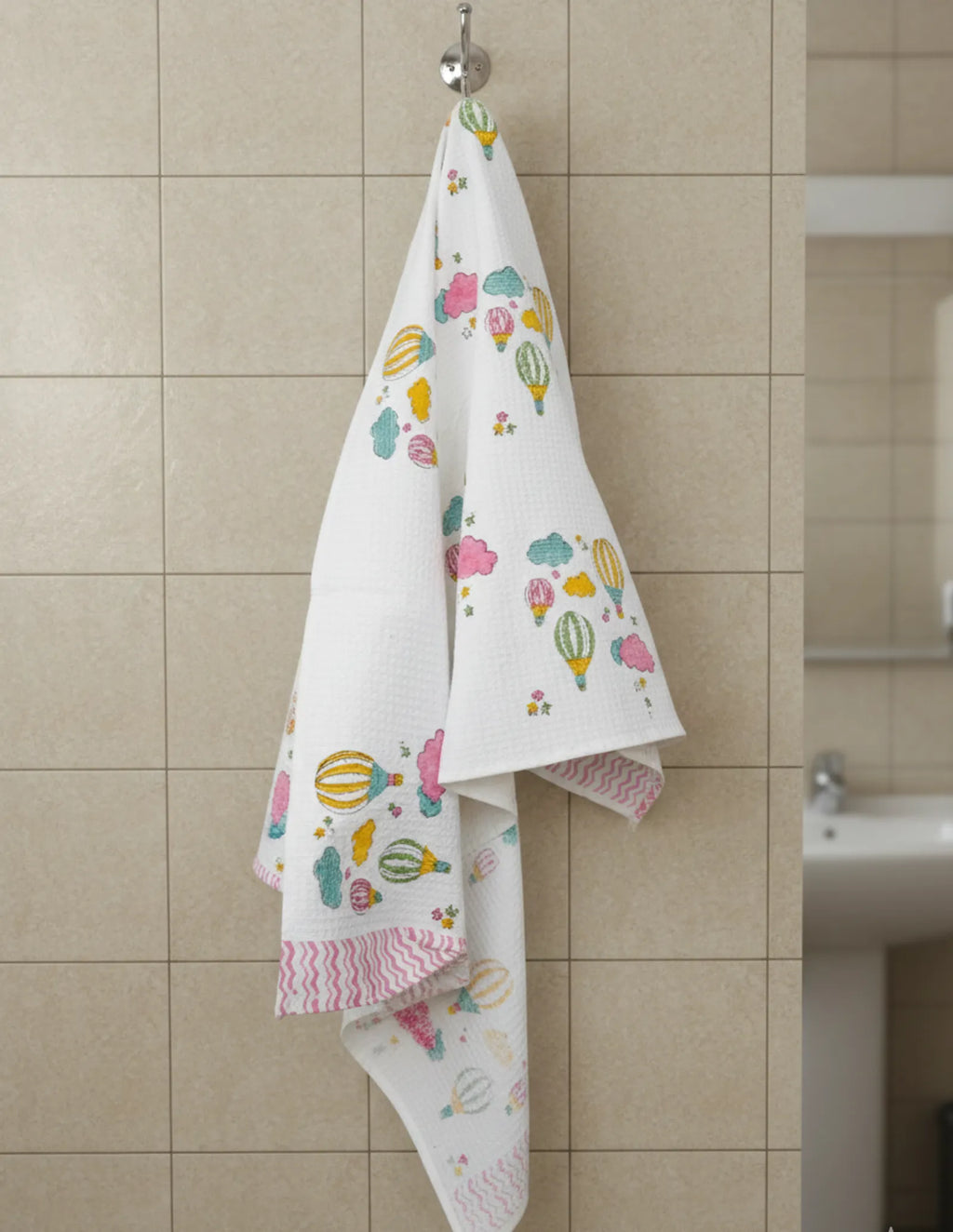 Hot Air Balloon Handblock Waffle Cotton Kids Bath Towel image 4