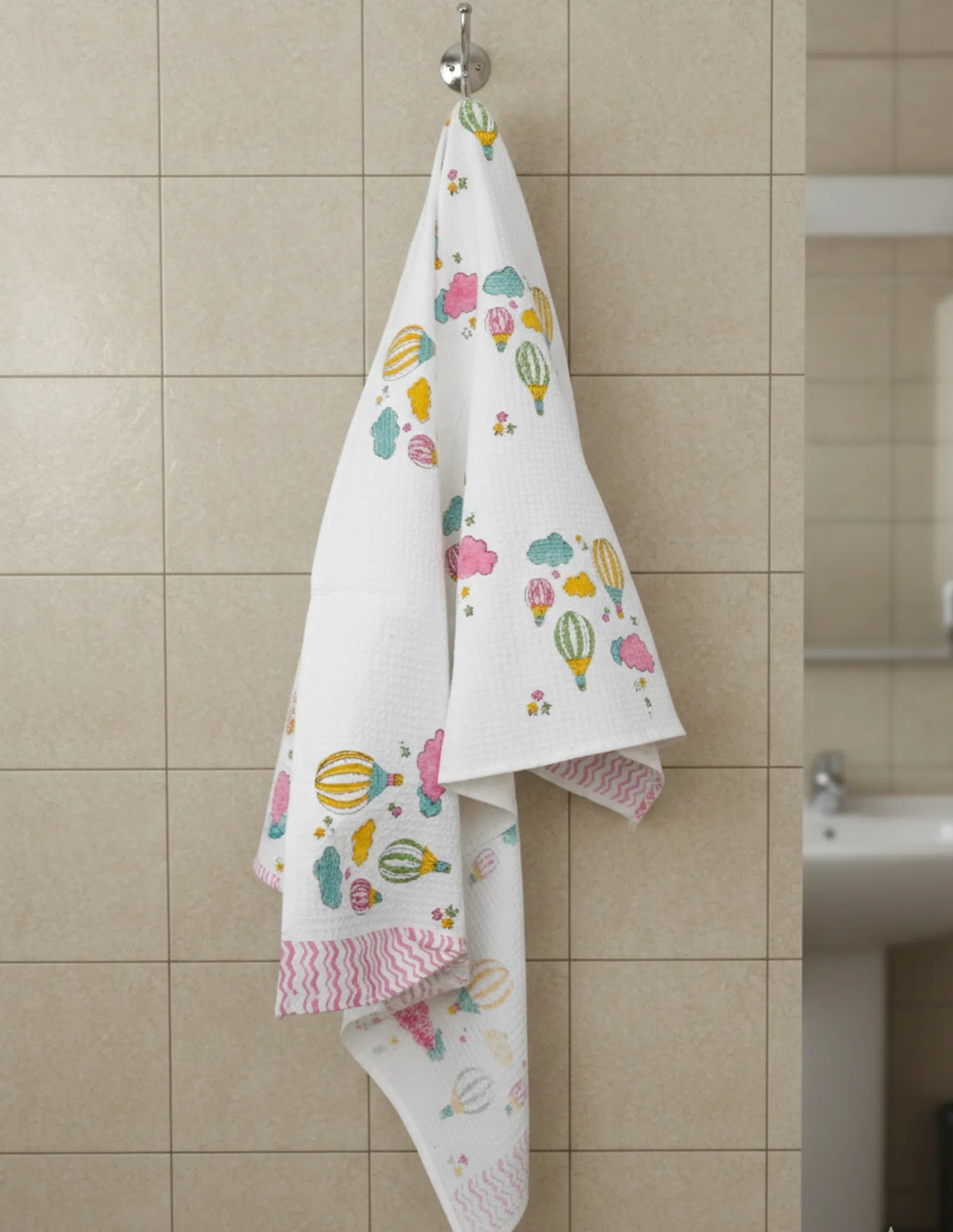 Hot Air Balloon Handblock Waffle Cotton Kids Bath Towel image 4