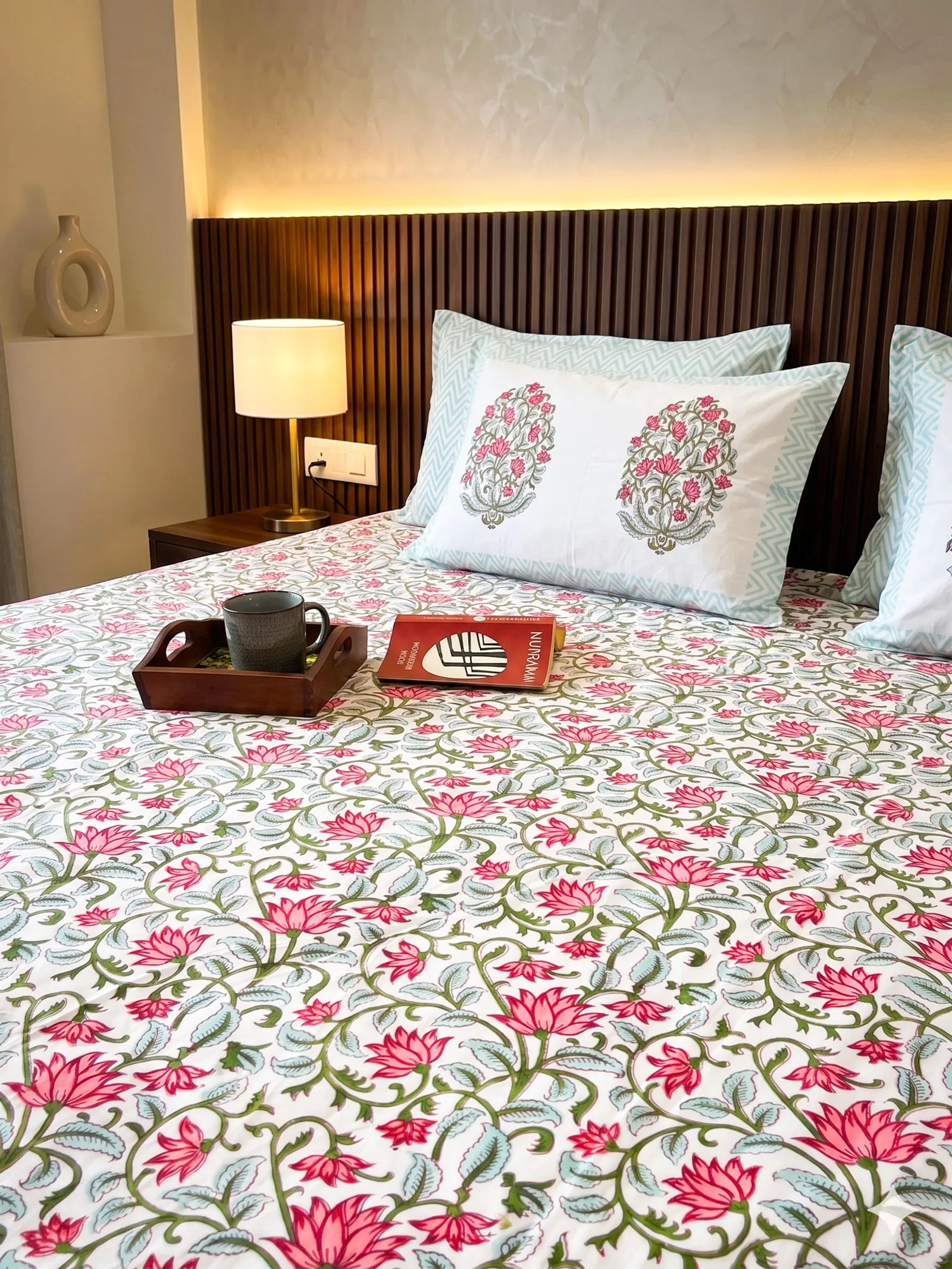 Kalamkari Handblock Premium Cotton Bedsheet Set image 1