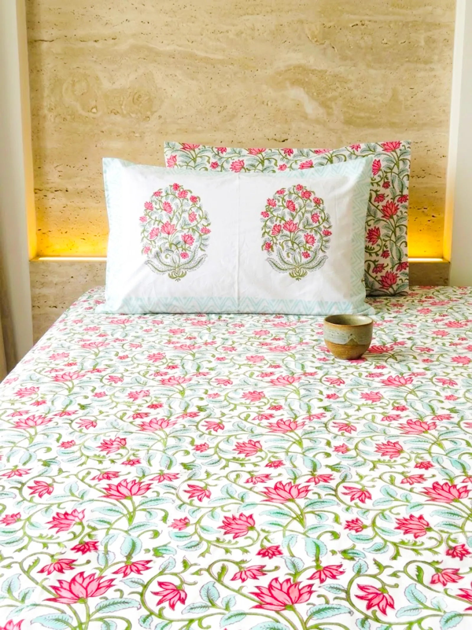 Kalamkari Handblock Premium Cotton Bedsheet Set image 2