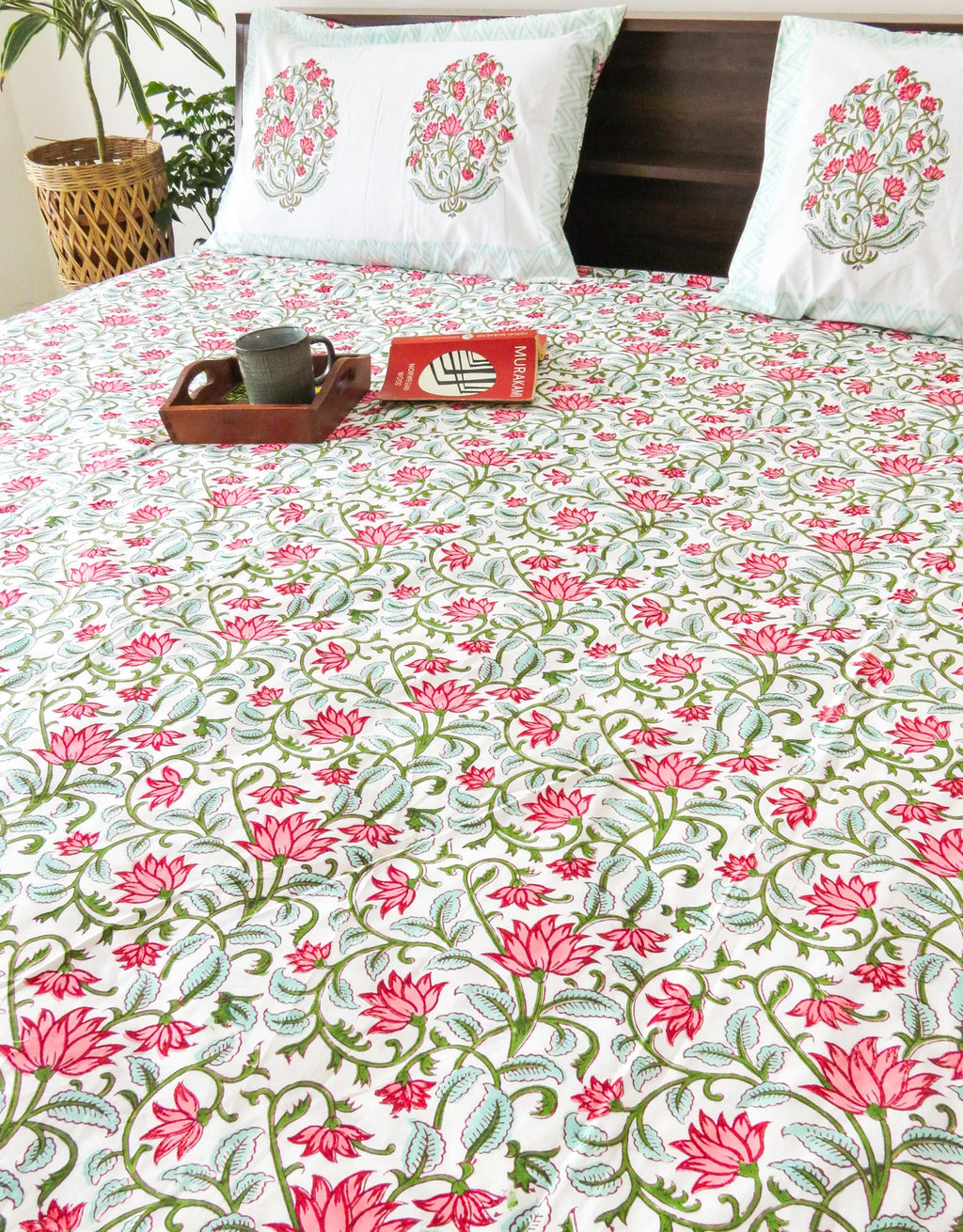 Kalamkari Handblock Premium Cotton Bedsheet Set image 3