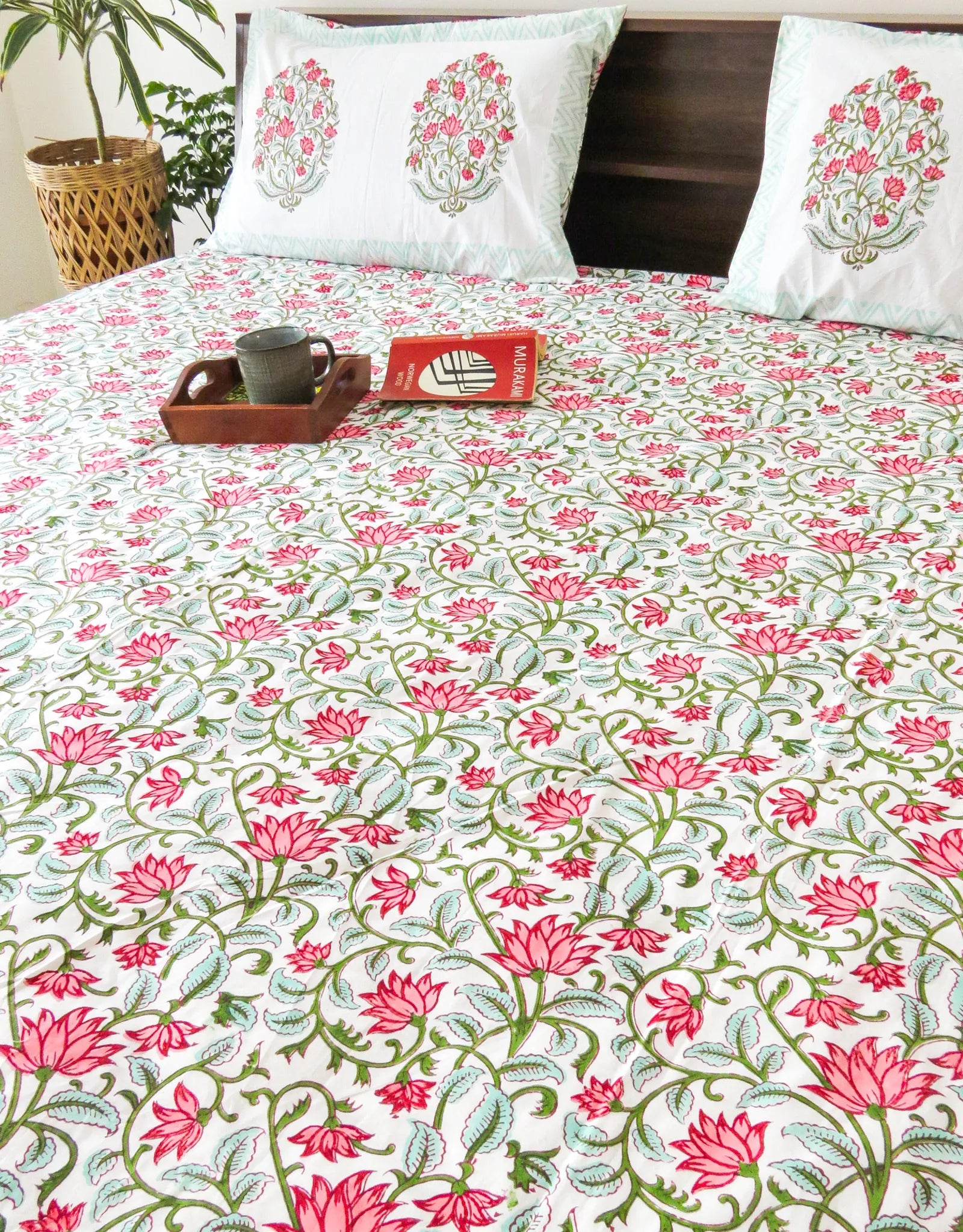 Kalamkari Handblock Premium Cotton Bedsheet Set image 3