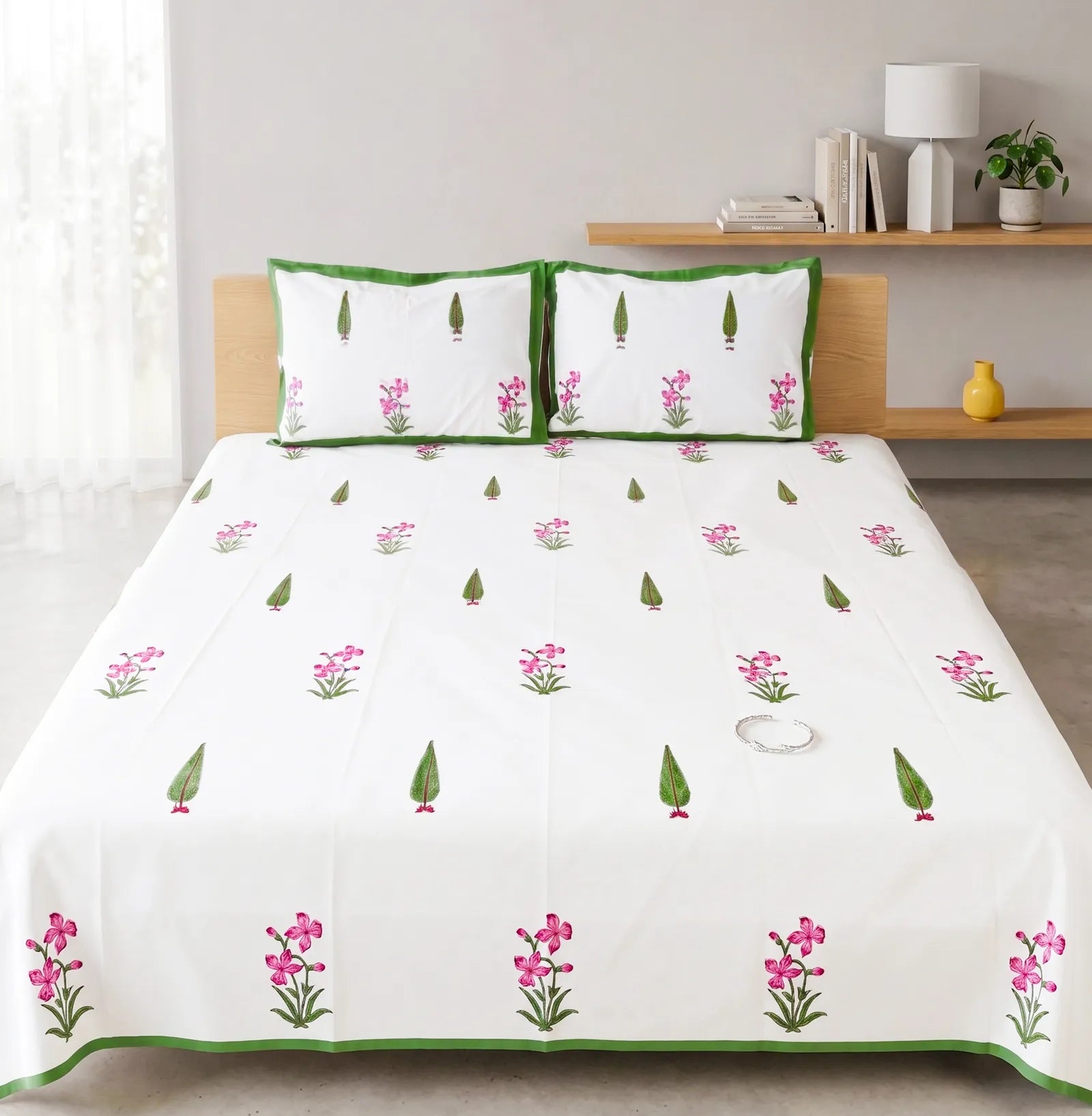 MadhuMalati Handblock Premium Cotton Bedsheet Set image 2