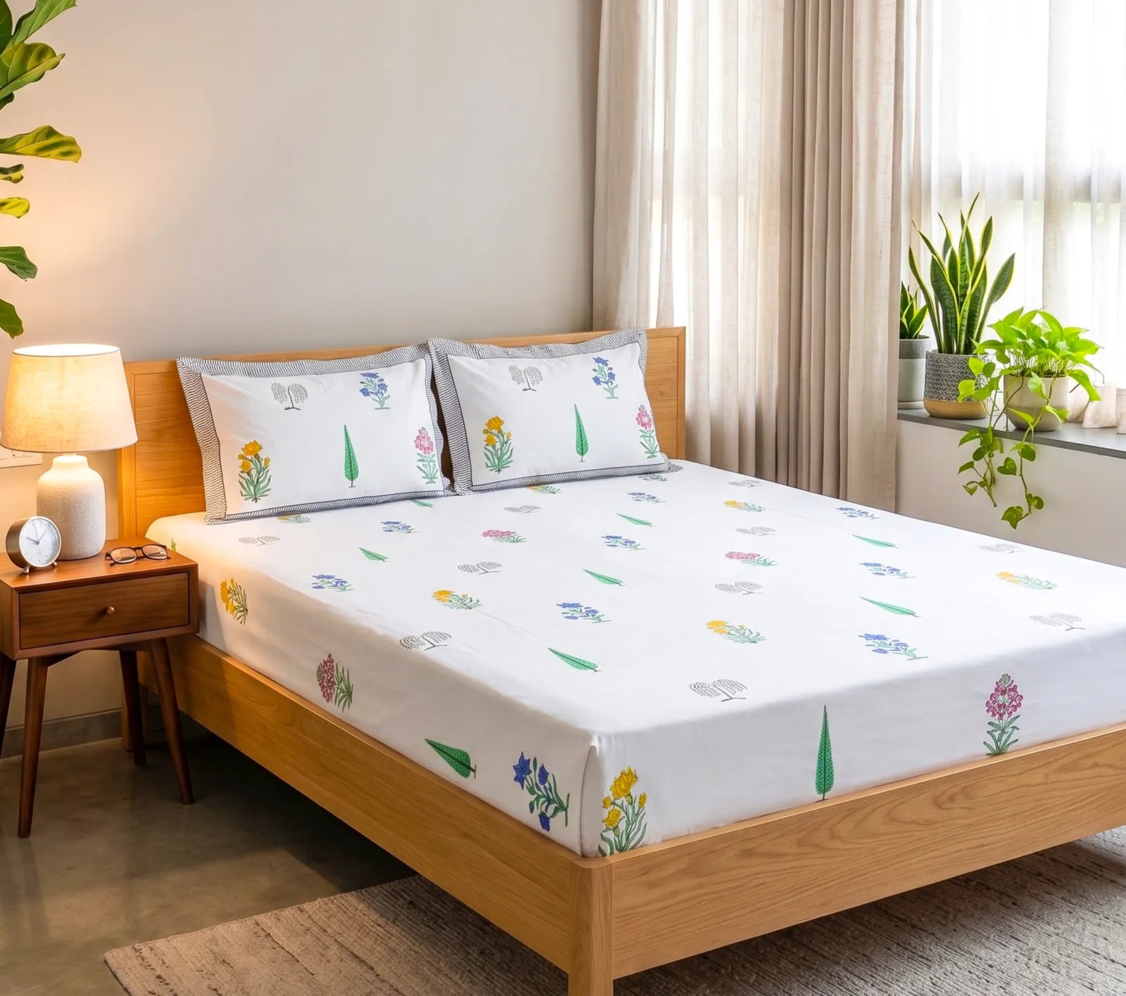 Malhaar Handblock Premium Cotton Bedsheet Set image 2