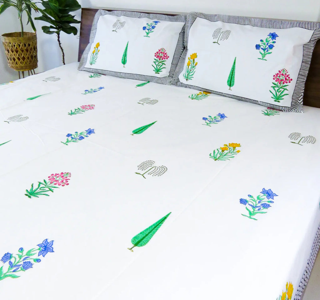 Malhaar Handblock Premium Cotton Bedsheet Set image 4