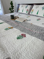 Malhar Pure Mulmul Voile With Cotton Quilting Design Quilted Bedcover image 1