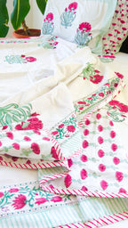 Maroon Floral Handblock Mul Cotton Dohar image 1
