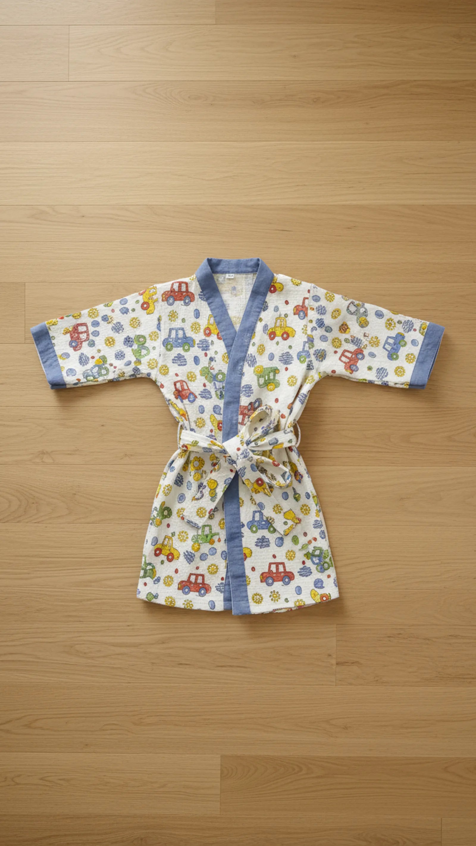 Multicolor Car Waffle Cotton Kids Bathrobe image 4