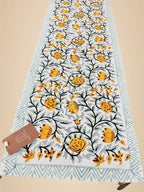 Orange Floral Handblock Canvas Cotton Table Runner image 2