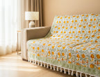 Orange Floral Jal Handblock TNT Cotton Throw Blanket image 1