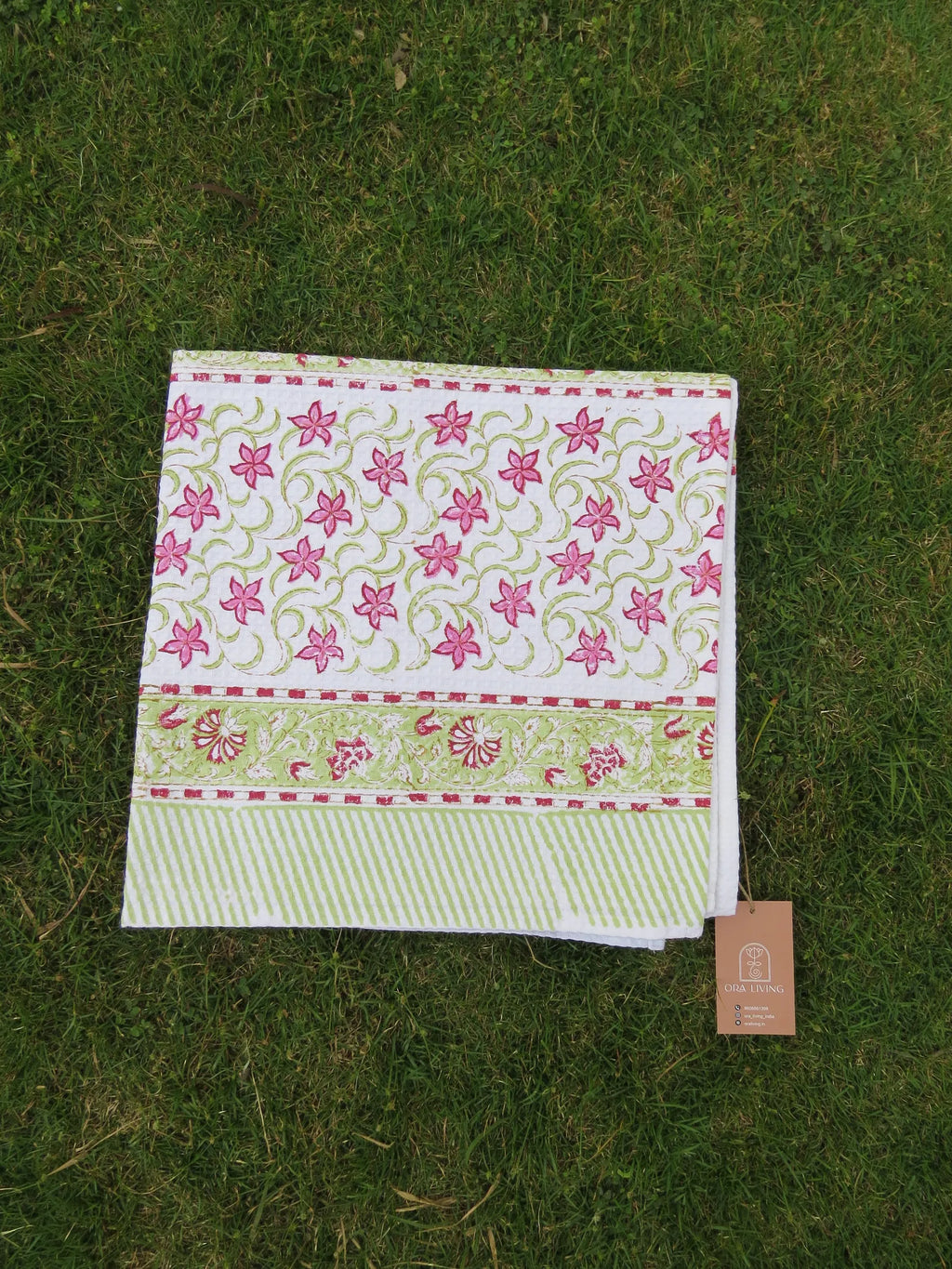 Paisley Flower Handblock Waffle Cotton Bath Towel image 2