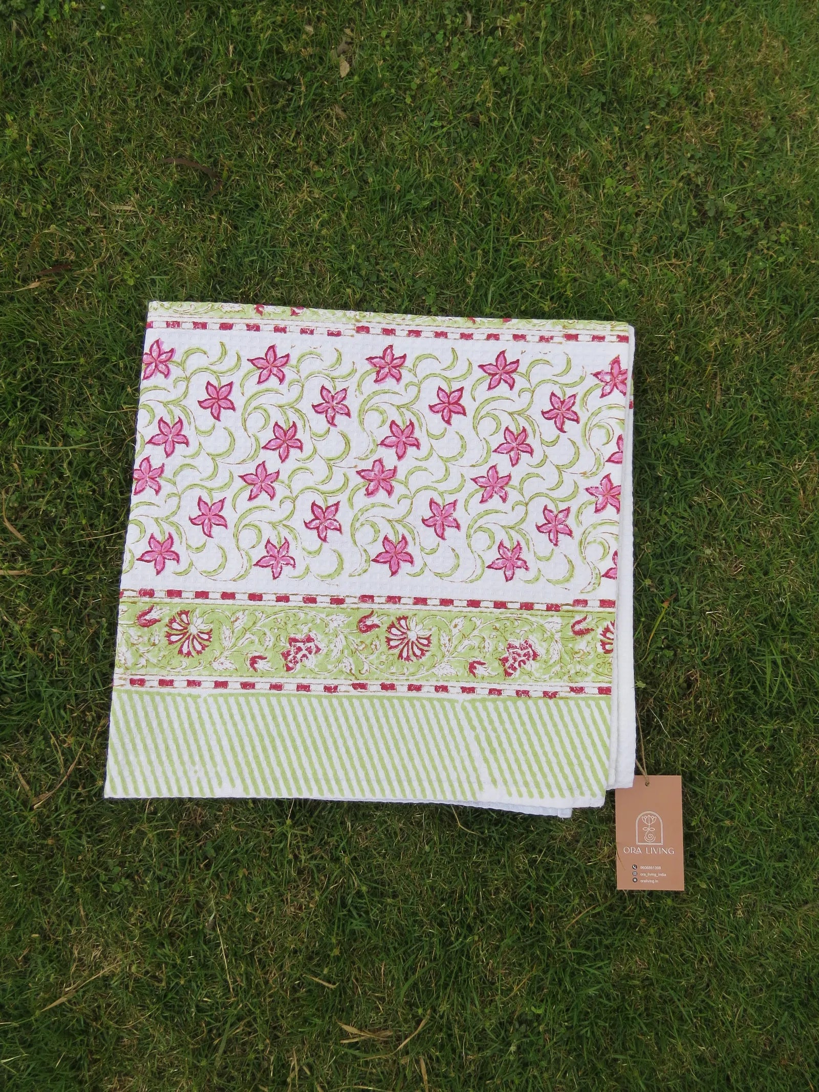 Paisley Flower Handblock Waffle Cotton Bath Towel image 2