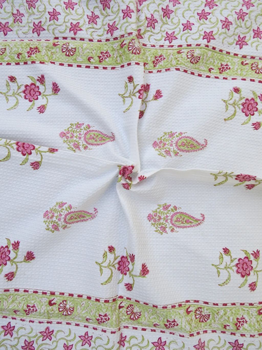 Paisley Flower Handblock Waffle Cotton Bath Towel image 4