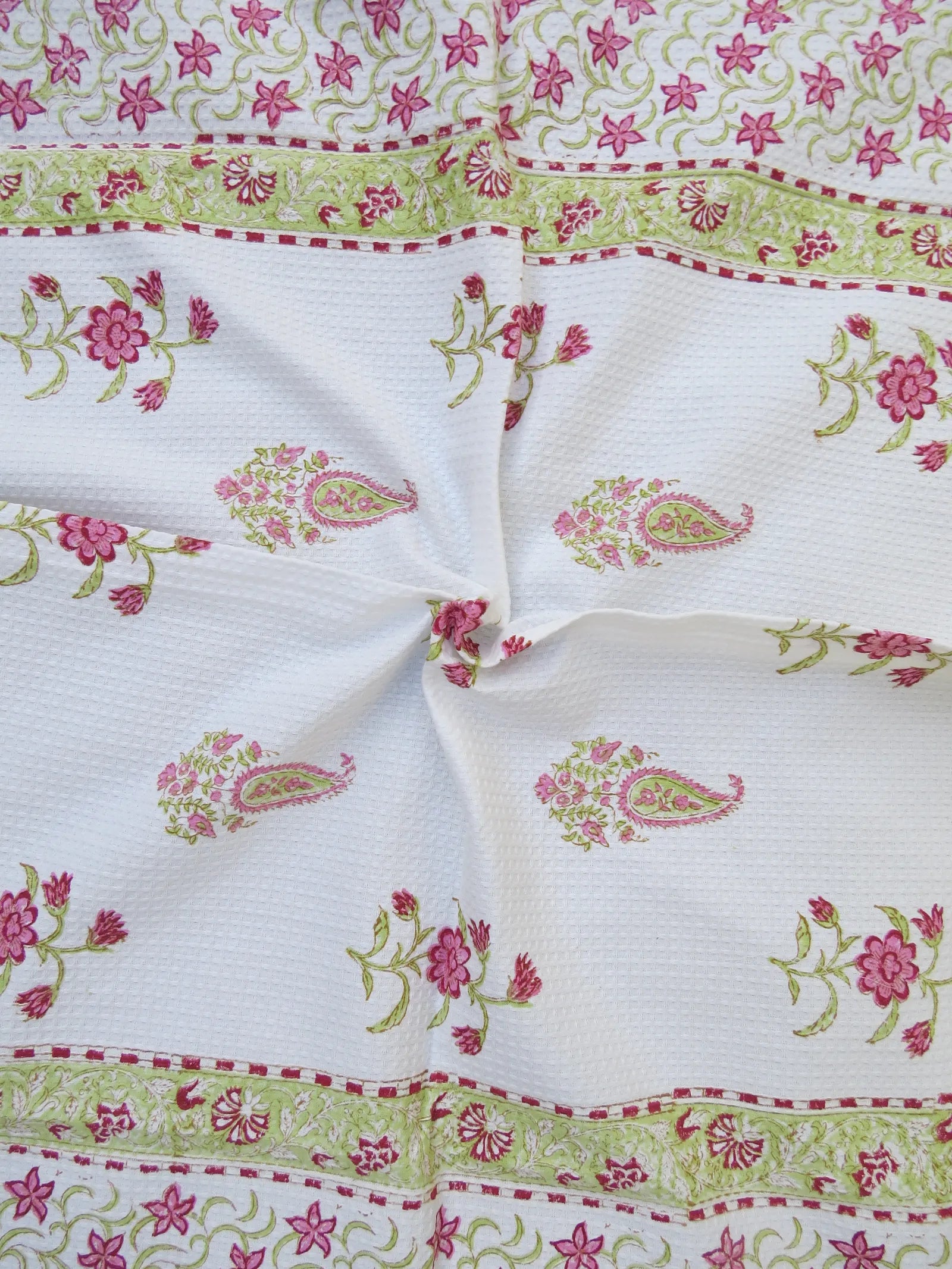 Paisley Flower Handblock Waffle Cotton Bath Towel image 4