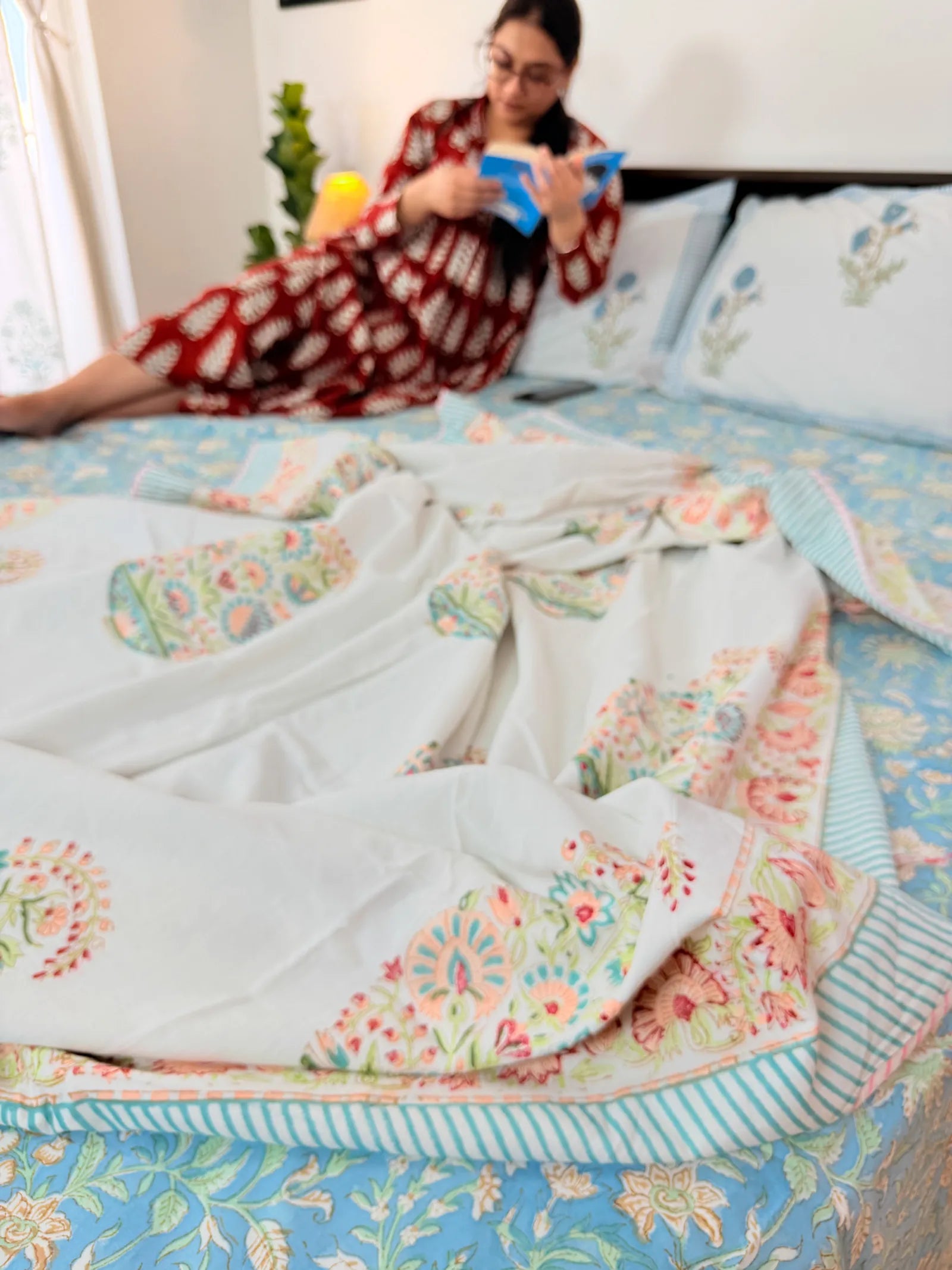 PAISLEY GARDEN Handblock Mul Cotton Dohar image 1