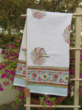 Palm Tree Handblock Waffle Cotton Bath Towel image 1