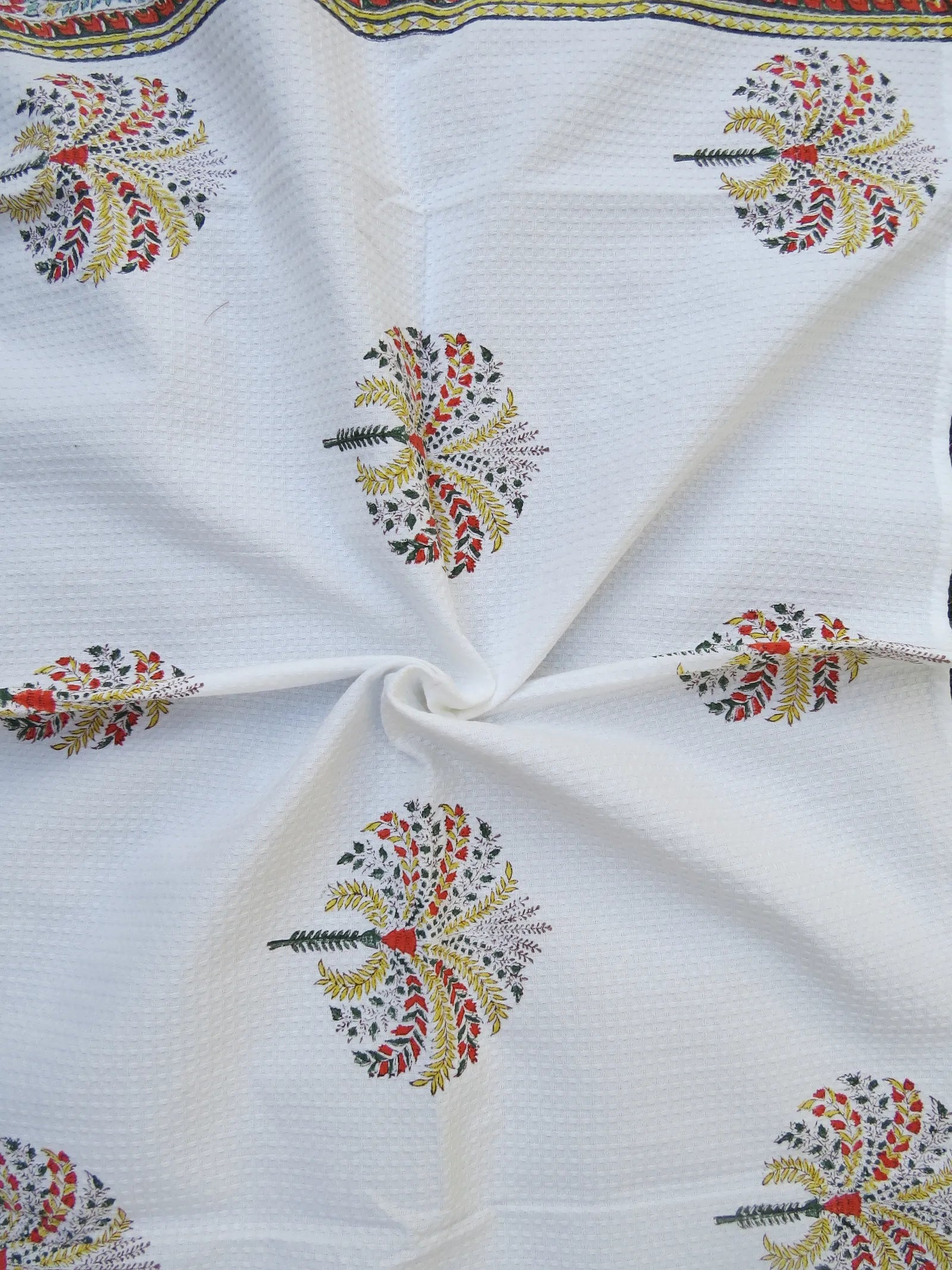 Palm Tree Handblock Waffle Cotton Bath Towel image 4