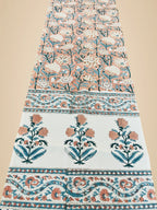 Peach Floral Handblock Canvas Cotton Table Runner image 2