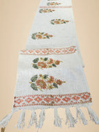 Peach White Handblock TNT Cotton Table Runner image 2