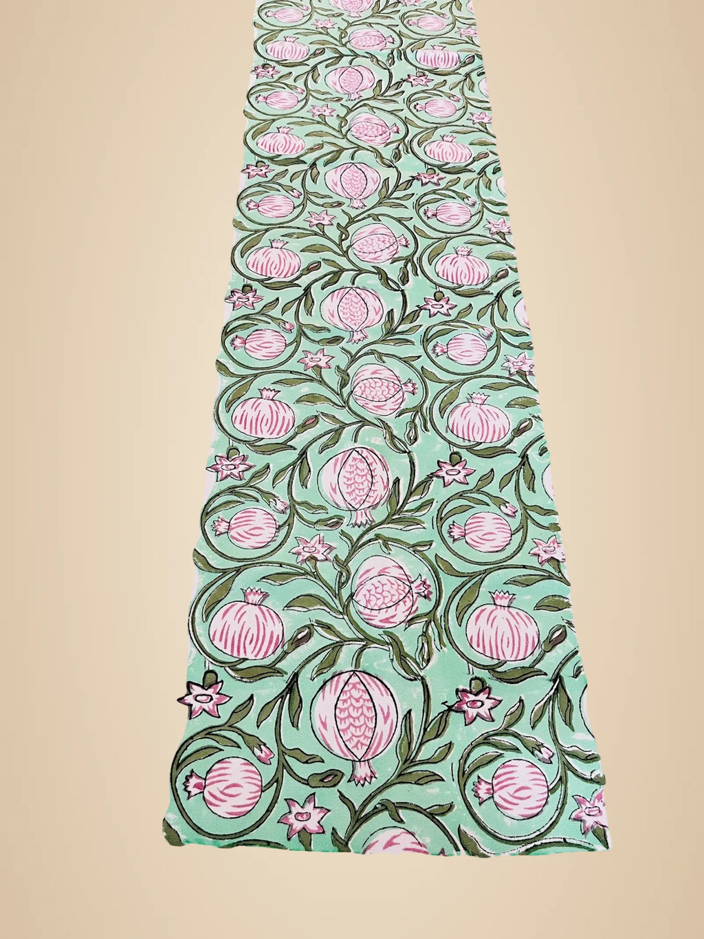 Pink Anar Handblock Canvas Cotton Table Runner image 2