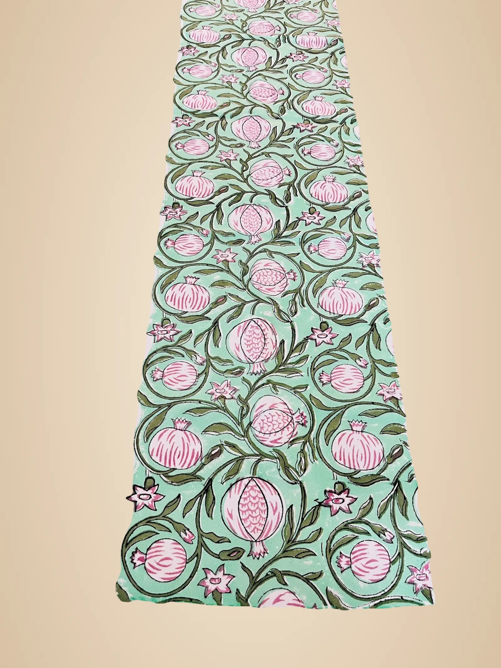 Pink Anar Handblock Canvas Cotton Table Runner image 2