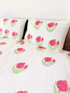 Pink Anar Handblock Premium Cotton Bedsheet Set image 3