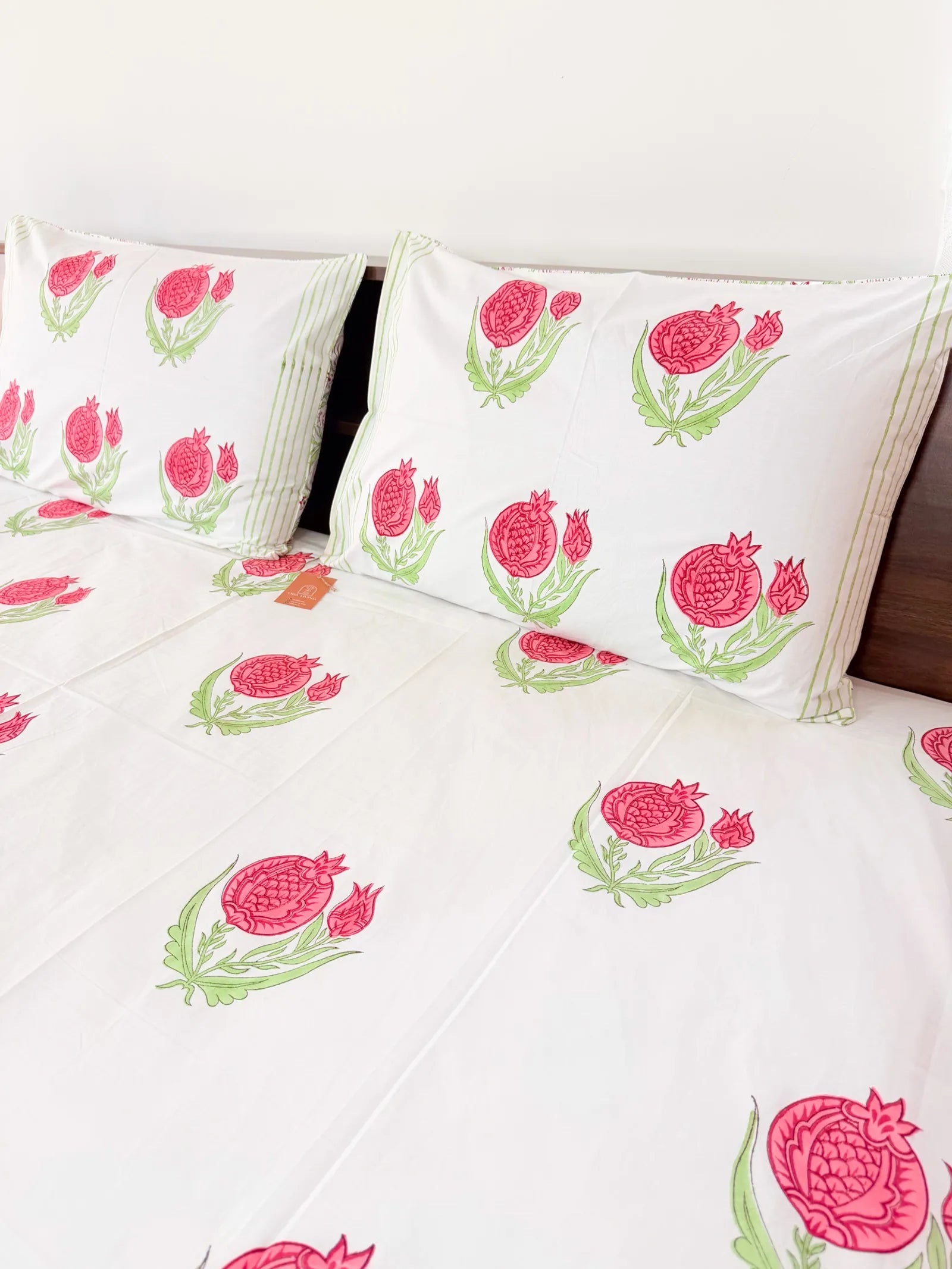 Pink Anar Handblock Premium Cotton Bedsheet Set image 3