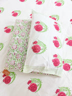 Pink Anar Handblock Premium Cotton Bedsheet Set image 4